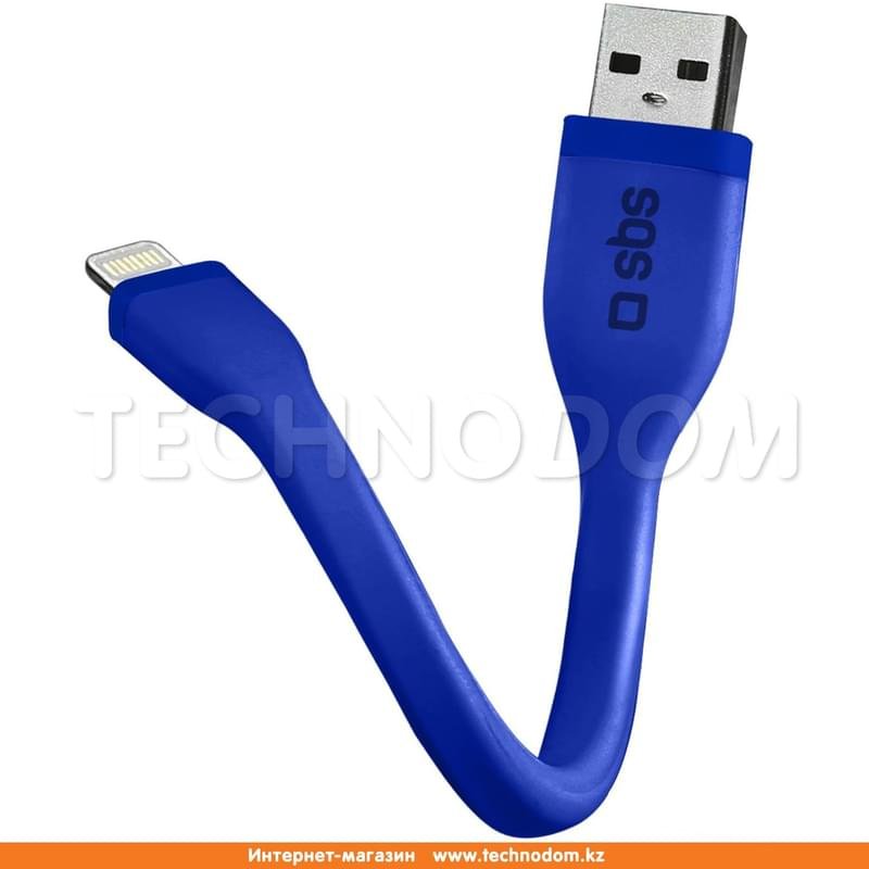 USB кабелі 2.0 - Lightning, SBS, 12см, Көк (TECABLELIGSHFLATB) - фото #0