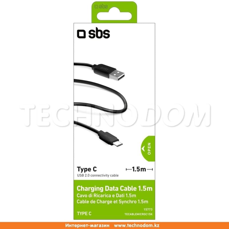 Кабель USB 2.0 - Type-С, SBS, 1,5м, Чёрный (TECABLEMICROC15K) - фото #1