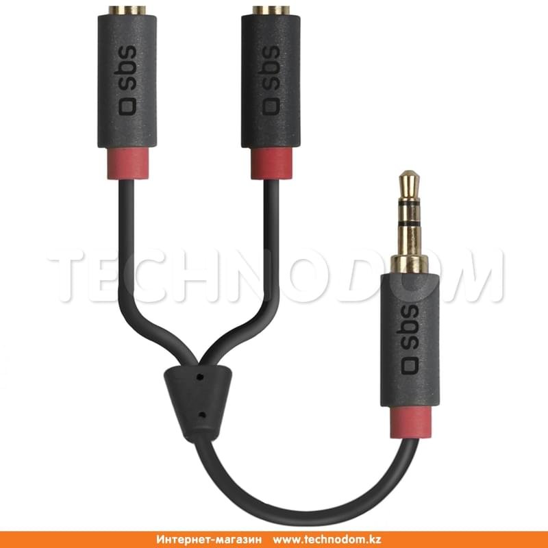 Аудио кабель 3,5mm переходник на 2*3,5mm, SBS, Чёрный (TECABLESPLITTER) - фото #1