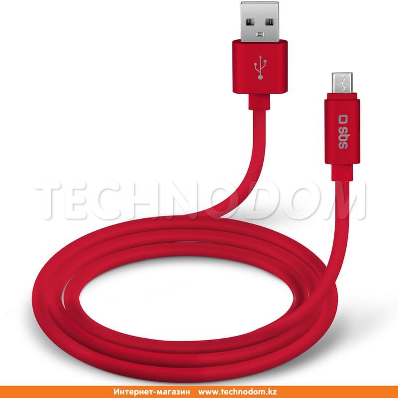 Кабель USB 2.0 - Micro USB, SBS, 1м, Polo series, Красный (TECABLPOLOMICUSBR) - фото #0