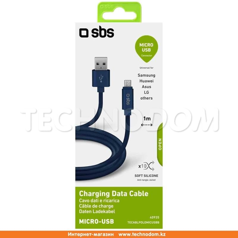 Кабель USB 2.0 - Micro USB, SBS, 1м, Polo series, Синий (TECABLPOLOMICUSBB) - фото #2