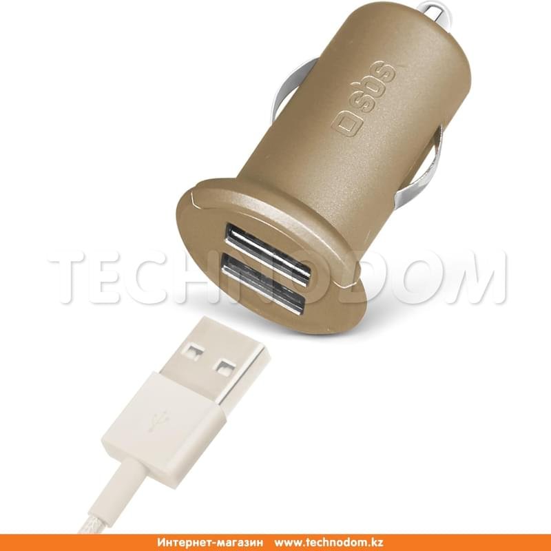 Автомобильное зарядное устройство 2*USB 2.4A, SBS, Gold (TECAR2USB2AG) - фото #0