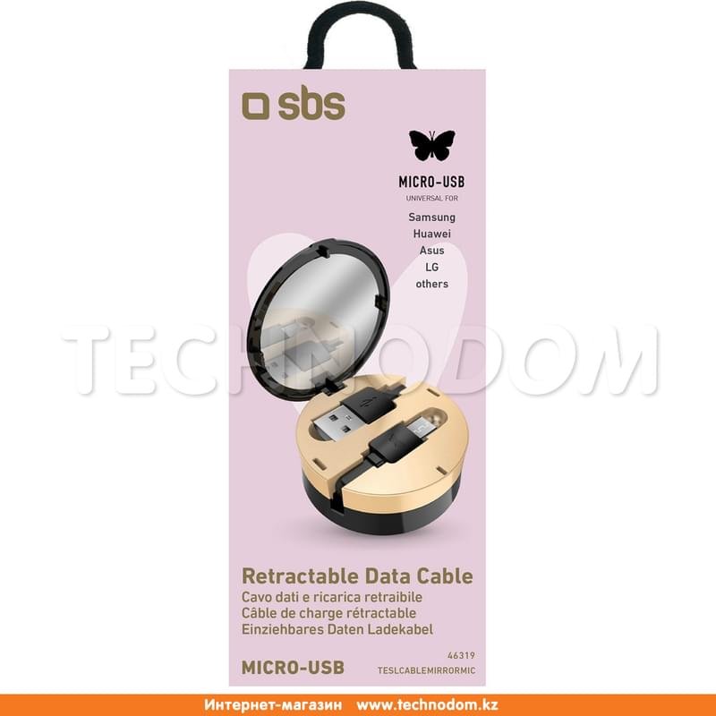 SBS, USB кабелі 2.0 - Micro USB, Smart&Ladies Айнасы, 1м, Қара (TESLCABLEMIRRORMIC) - фото #1