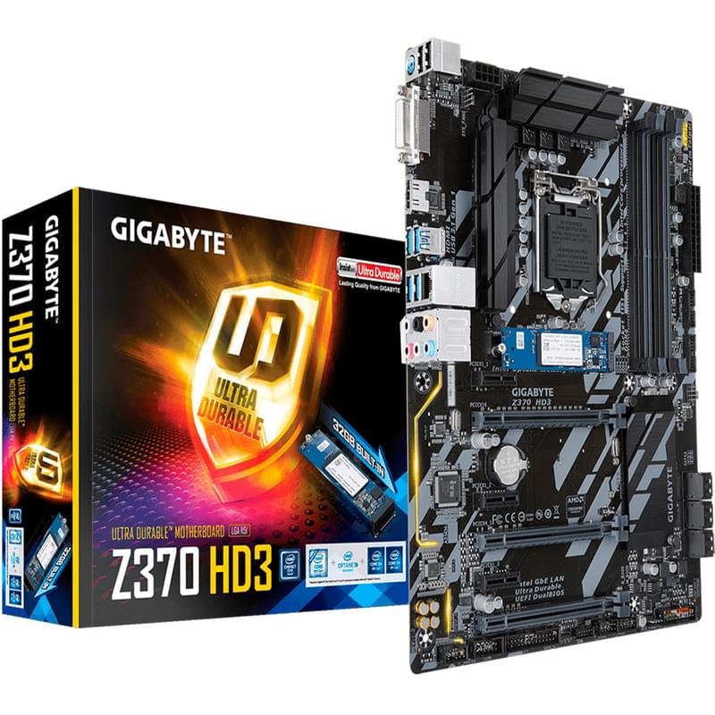 Материнская плата Gigabyte Z370 HD3-OP LGA1151 4DDR4 PCI-E 3x16 3x1 (HDMI+DVI-D) ATX - фото #4