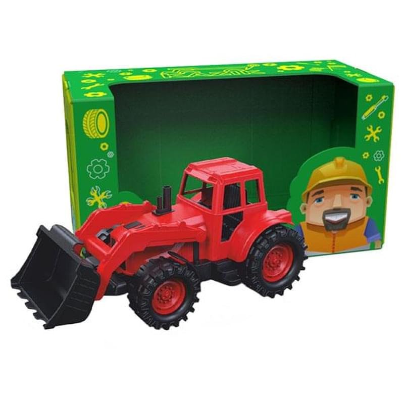 Трактор передний ковш красно-чёрный в коробке - фото #1