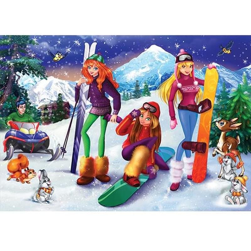Пазлы 60 макси "Девочки на лыжах" - фото #0