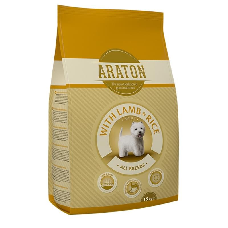 Сухой корм для собак с чувствительным пищеварением Araton adult с ягненком и рисом 15 кг - фото #0