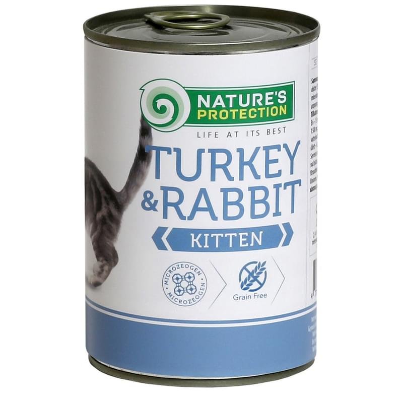 Консерва для кошек Nature's Protection Kitten Turkey&Rabbit с кроликом и индейкой 400 г - фото #0