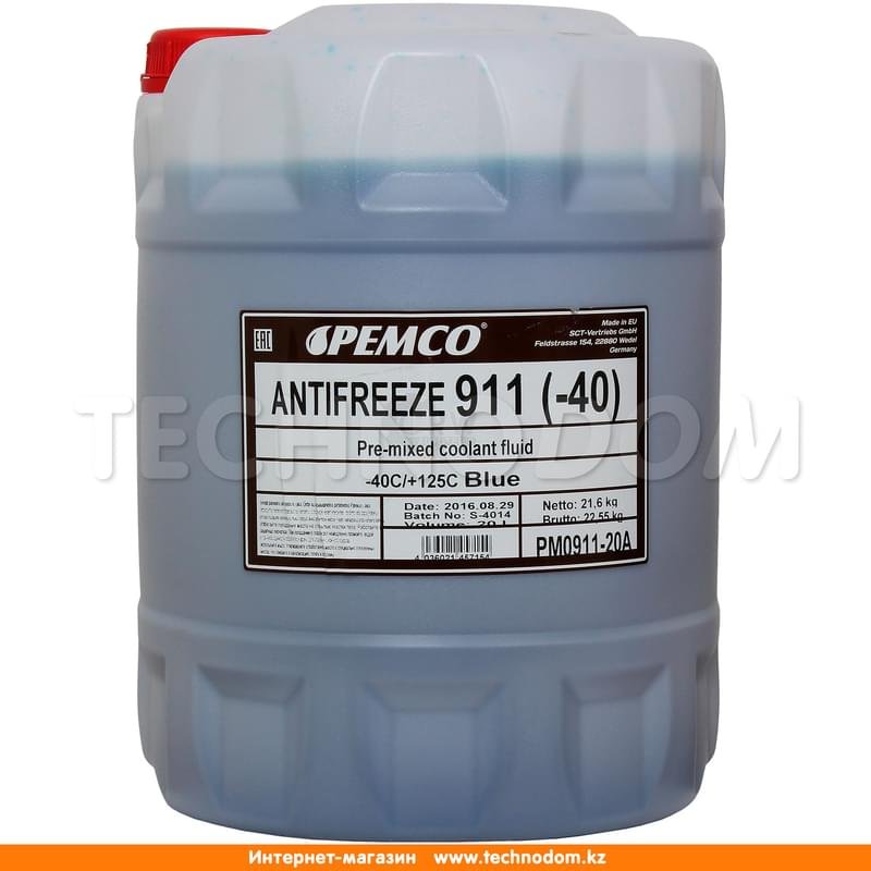 Охлаждающая жидкость PEMCO Antifreeze 911 (-40) синий 20л - фото #0