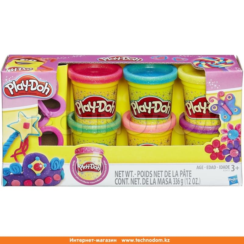 Набор пластилина из 6 баночек Play-Doh «Блестящая коллекция» - фото #0