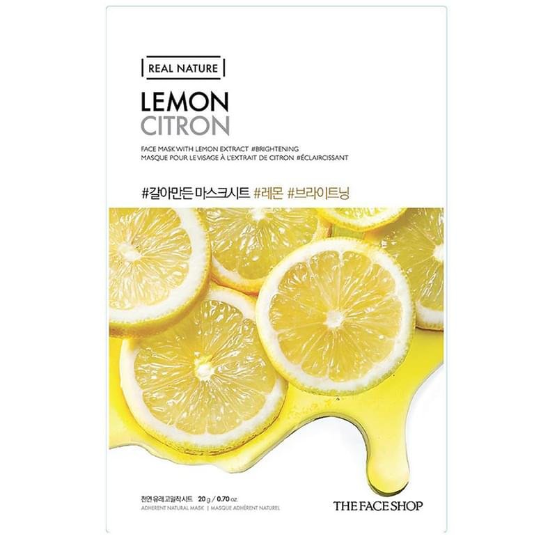 Маска тканевая для лица «Real Nature» с Лимоном для комбинированной и жирной кожи, 23 гр, Thefaceshop - фото #0