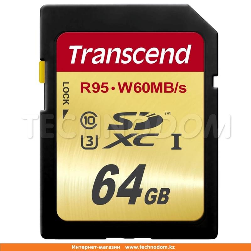 Карта памяти SD 64GB Transcend, MLC, UHS-I, U3, до 95MB/s (TS64GSDC500S) - фото #0
