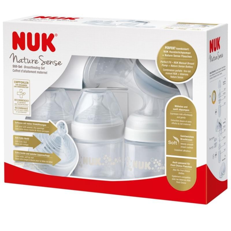 Набор NUK Nature Sense молокоотсос Jolie + бутылочки - фото #0