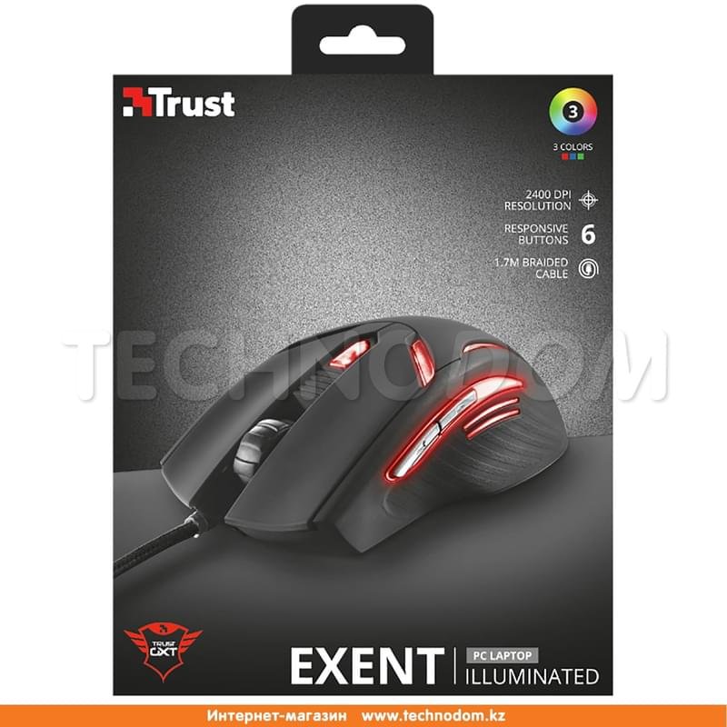 Мышка игровая проводная USB Trust GXT 152 ILLTED LED, Black - фото #3