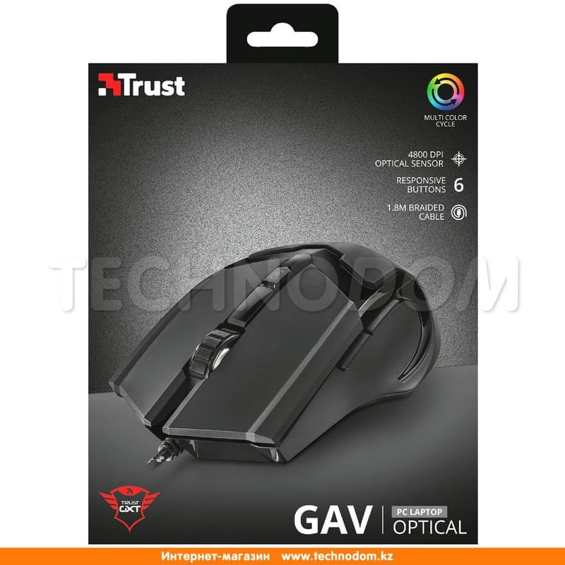 Мышка игровая проводная USB Trust GXT 101 GAV LED, Black - фото #4