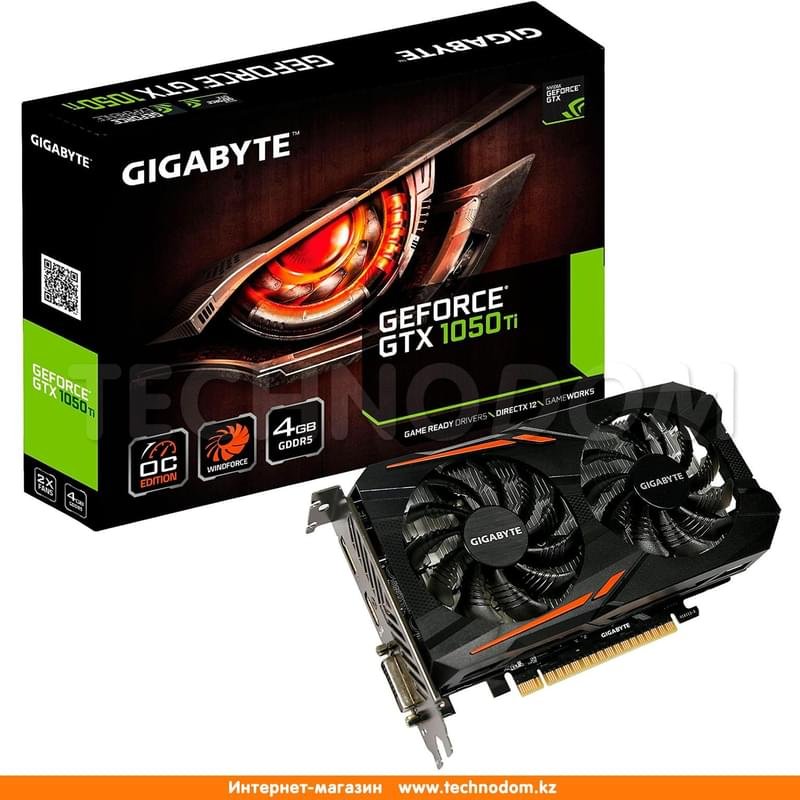 Видеокарта Gigabyte Nvidia GeForce GTX 1050 Ti 4Gb OС (DVI+HDMI+DP)(GV-N105TOC-4GD) - фото #2