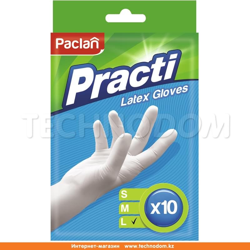 Paclan перчатки латексные L, 10 шт - фото #0