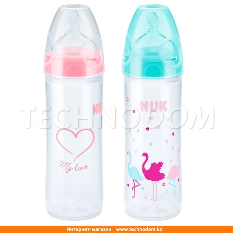 Бутылочки розовые 250 мл с соской из силикона 6-18 мес NUK New Classiс FC+ 2 шт - фото #0