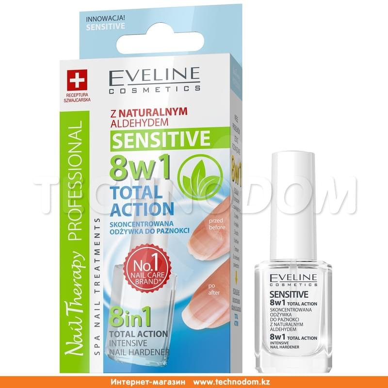 Средство для укрепления ногтей концентрированное- Здоровые Ногти 8в1 Sensitive серии Nail Therapy Professional, Eveline Cosmetics, 12мл - фото #0