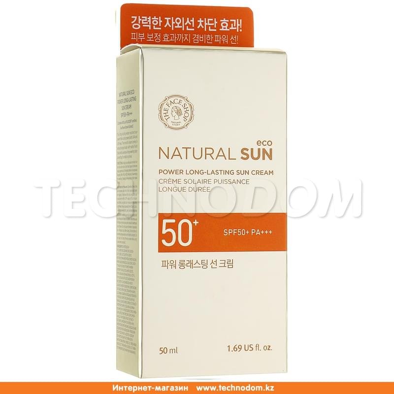 Солнцезащитный крем «Natural Sun eco» стойкий для всех типов кожи SPF50+ PA+++, 50 мл, Thefaceshop - фото #1