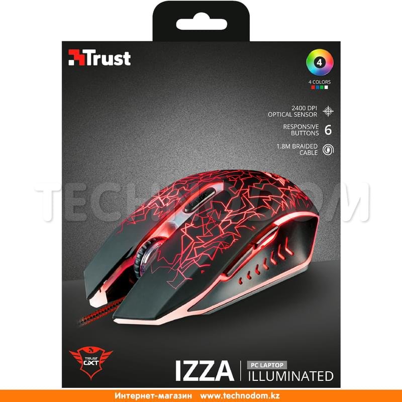 Мышка игровая проводная USB Trust GXT 105 IZZA LED, Black - фото #4