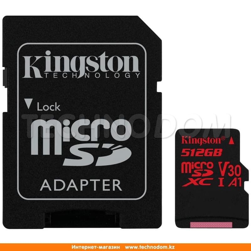 Карта памяти MicroSD 512GB Kingston UHS-I U3 100MB/s, Class 10 + SD Adapter (SDCR/512GB) - фото #0