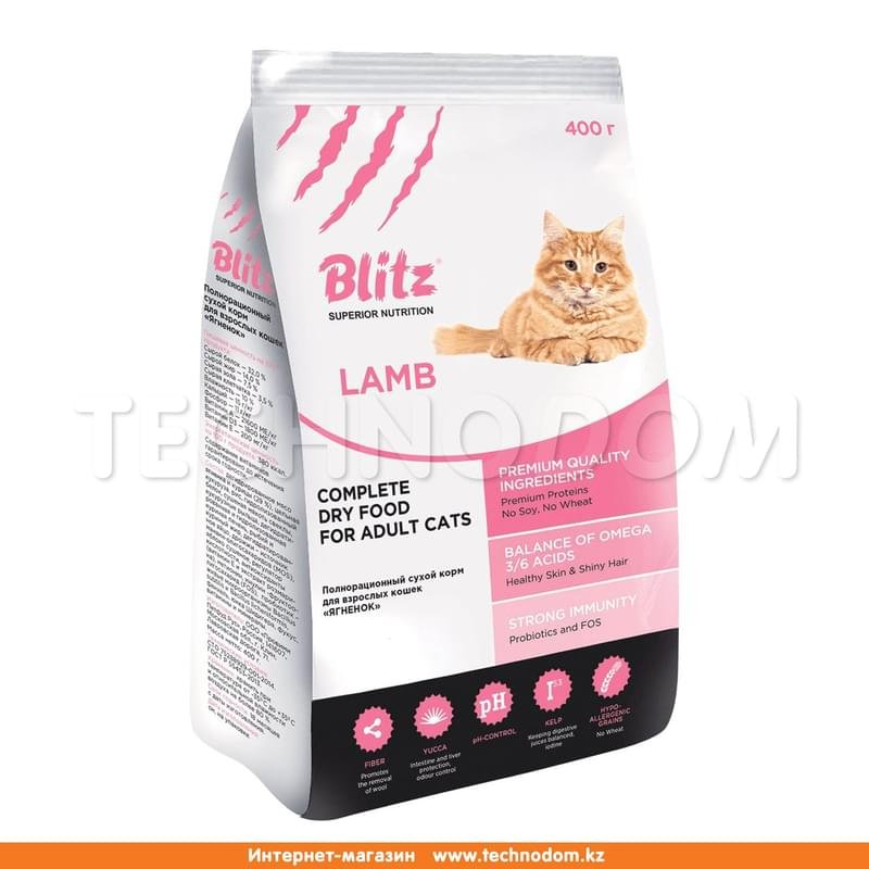 Сухой корм для взрослых кошек Blitz Adult Cats Lamb, с ягненком, 400 г - фото #0