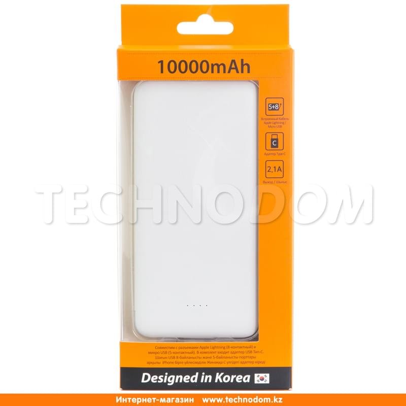 Внешний аккумулятор Technodom, 10000Mah, Type-C + Lightning + Micro USB, White (KP-LT100M/WNP) - фото #3