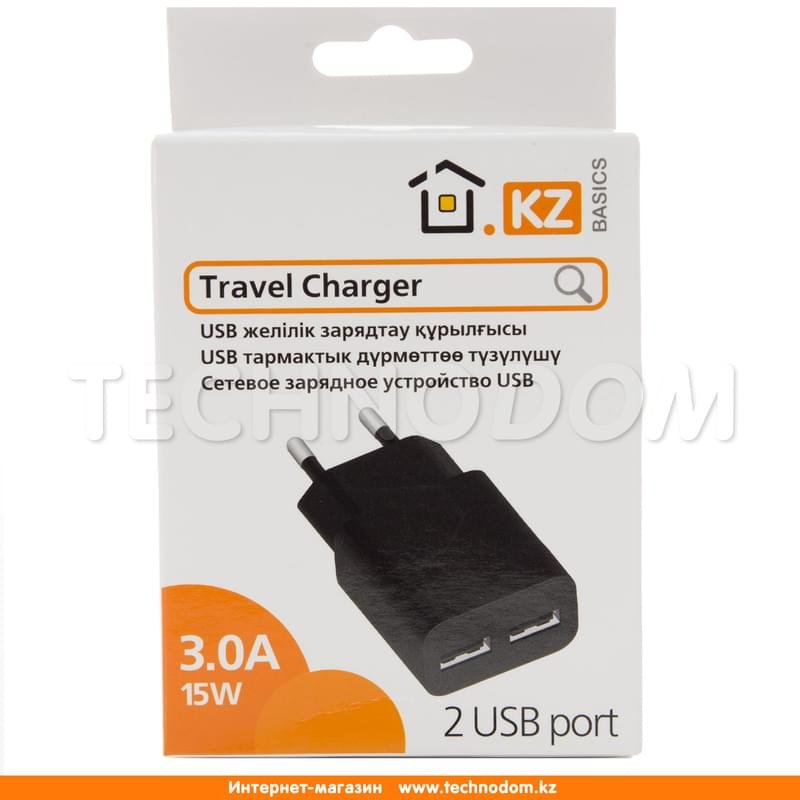 Сетевое зарядное устройство 2*USB, 3.0A, TD Basics, Черный (TB-CHT001B) - фото #2