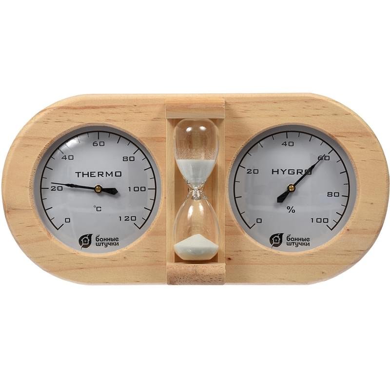 Термометр с гигрометром Банная станция с песочными часами - фото #0