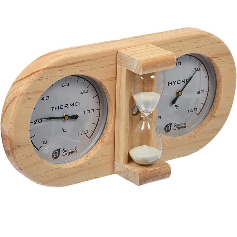 Термометр с гигрометром Банная станция с песочными часами - фото #1