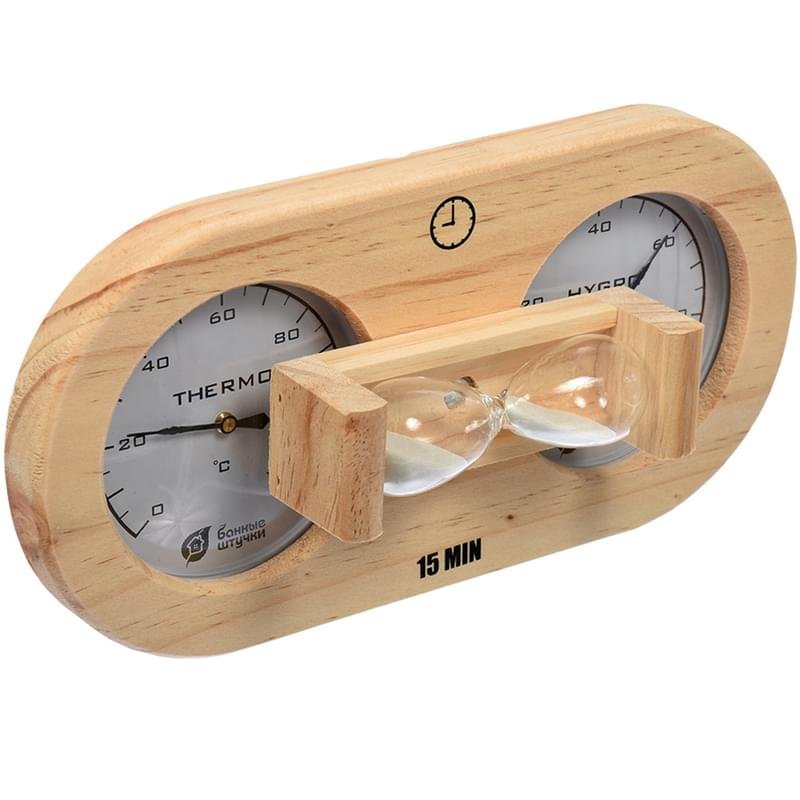Термометр с гигрометром Банная станция с песочными часами - фото #2