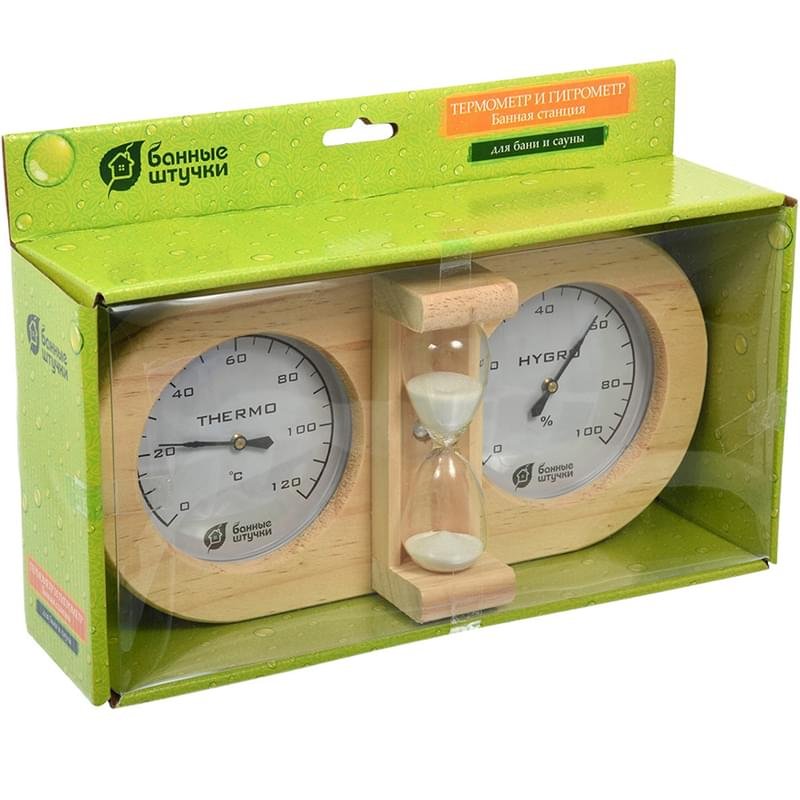 Термометр с гигрометром Банная станция с песочными часами - фото #3