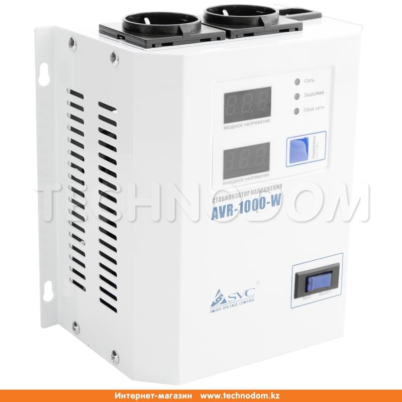 Стабилизатор SVC, 1000VA, AVR:140-280В, 2Shuko, LED, Чистая синусоида, 1,5м White (AVR-1000-W) - фото #0