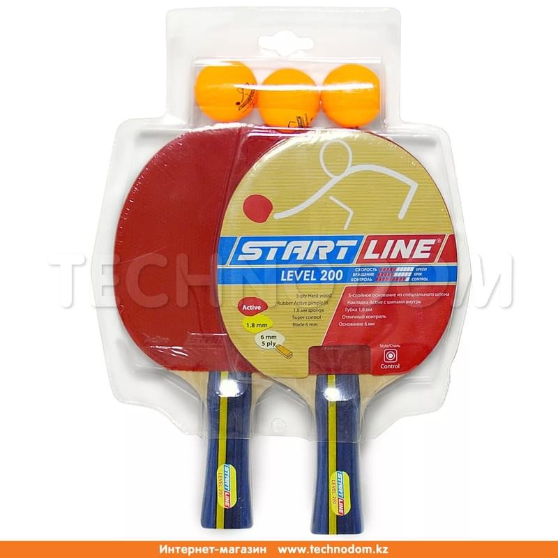 Набор для настольного тенниса 2 ракетки Level 200, 3 мяча Club Select - фото #0
