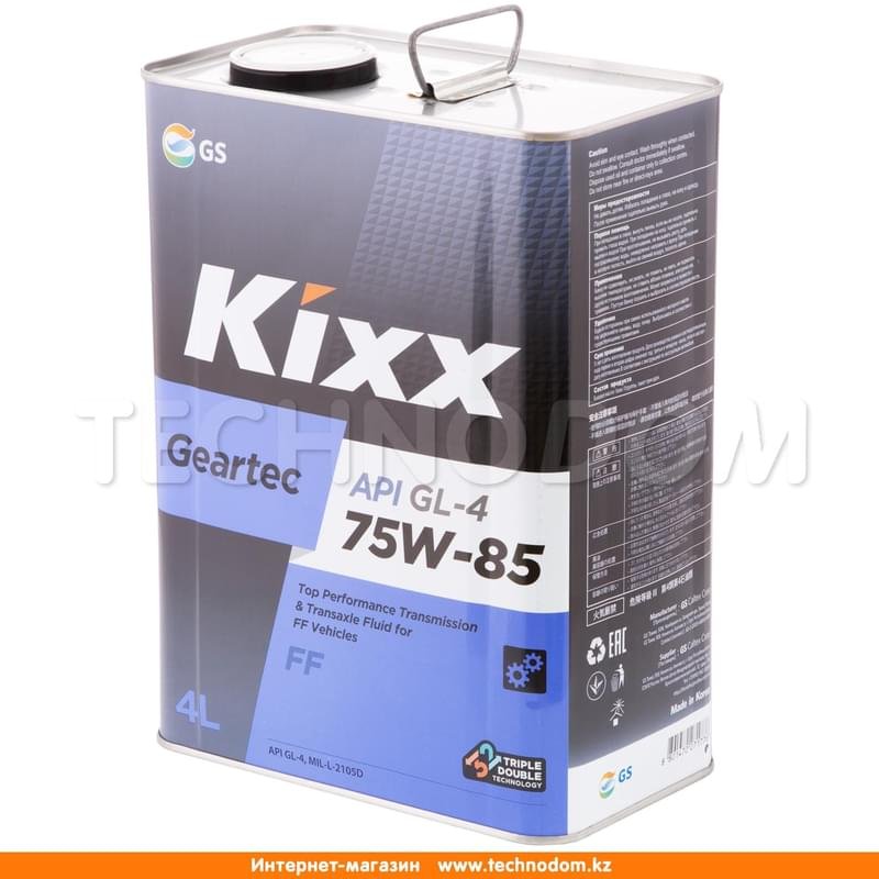 Трансмиссионное масло KIXX Geartec FF HD SAE 75W85 API GL-4 4л - фото #1
