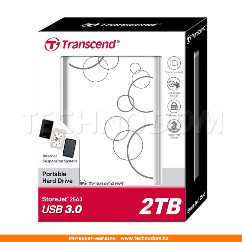 Внешний HDD 2.5" (USB 3.1 Gen 1) 2TB Transcend TS2TSJ25A3W - фото #3