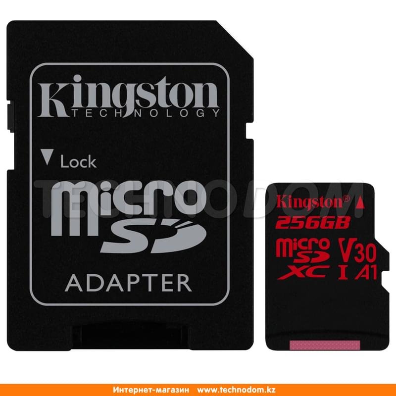 Карта памяти MicroSD 256GB Kingston UHS-I U3 100MB/s, Class 10 + SD Adapter (SDCR/256GB) - фото #0