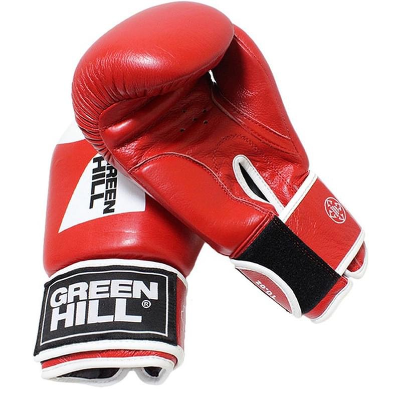 Перчатки боксерские боевые Tiger AIBA Green hill (BGT-2010aRD, Greenhill, 680, 10 oz, красный) - фото #1