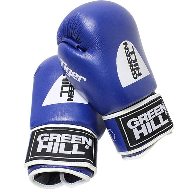 Перчатки боксерские боевые Tiger AIBA Green hill (BGT-2010aBL, Greenhill, 720, 12 oz, синий) - фото #1