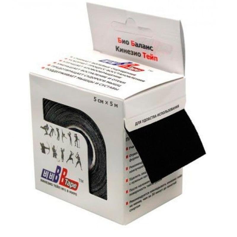 Тейп кинезио BB Tape 5-5 (BB-E050 BK, BB Tape, 100, 5,0 см х 5 м, черный) - фото #0