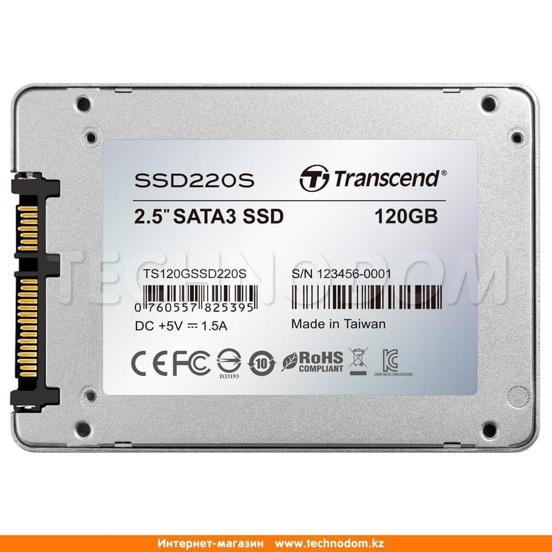 Внутренний SSD 2.5" 7мм 120GB Transcend SSD220S, SATA-III TLC (TS120GSSD220S) - фото #1