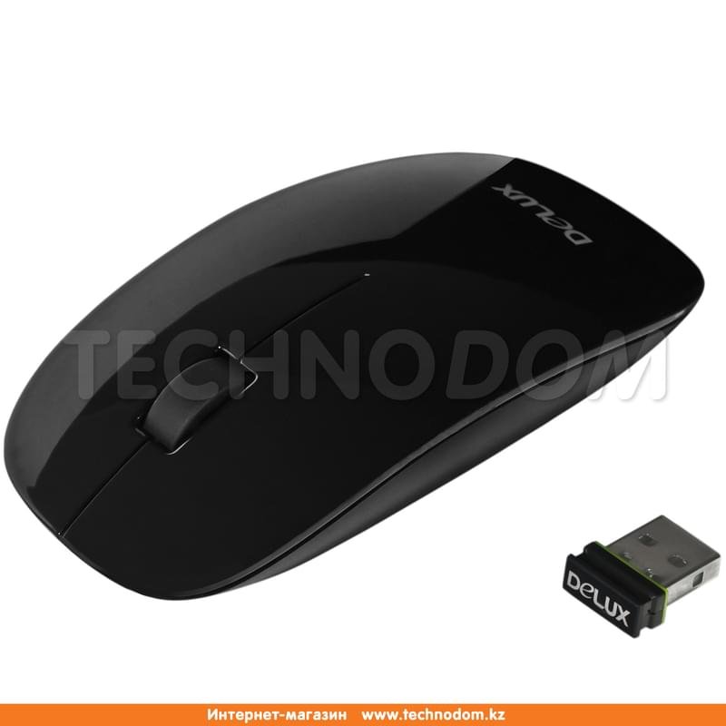 Мышка беспроводная USB Delux DLM-111LGB, Black - фото #0