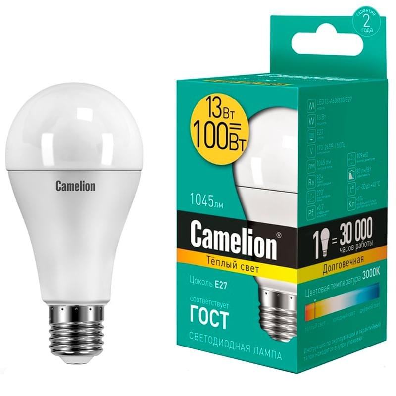 Светодиодная лампа Camelion 13W (100W) 3000K 1045lm E27 ND Тёплый - фото #0