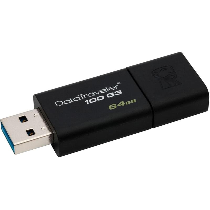 USB Флешка 64GB Kingston DataTraveler Type-A 3.1 Gen 1 (3.0) Black (DT100G3/64GB) - фото #0