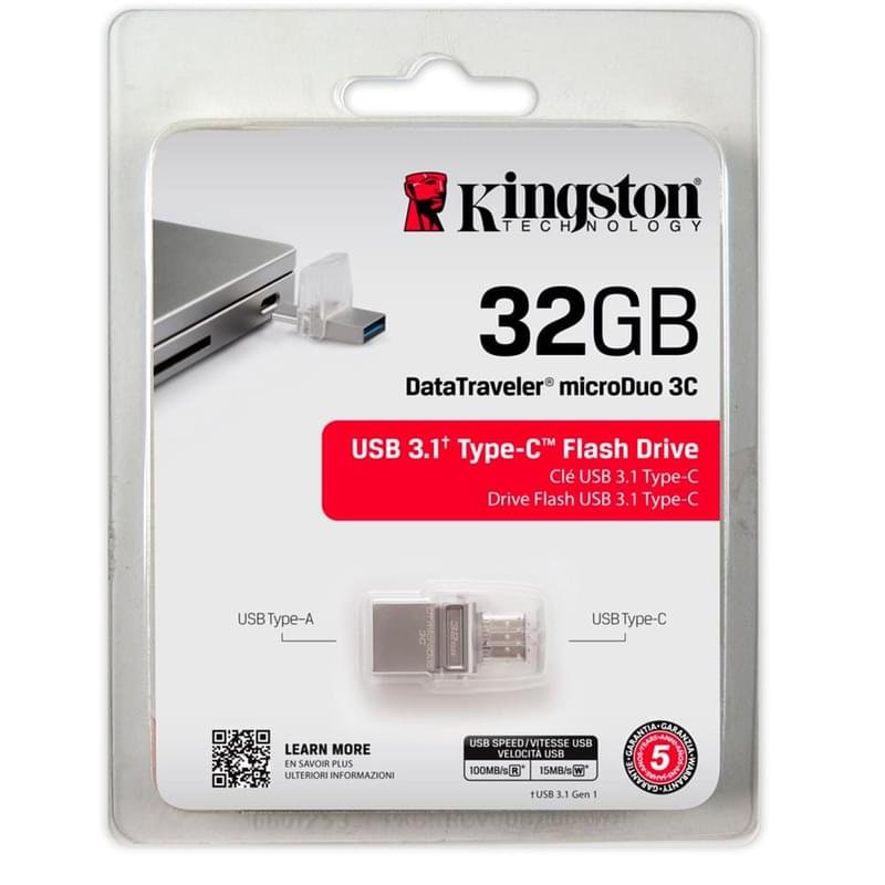 USB Флешка 128GB Kingston DataTraveler Type-A/C 3.1 Gen 1 (3.0) OTG Metal (DTDUO3C/128G) - фото #2