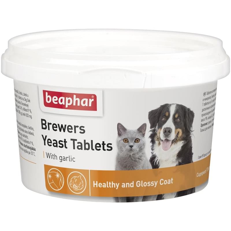 Пивные дрожжи Beaphar Brewers Yeast Tablets с чесноком для кошек и собак - фото #0