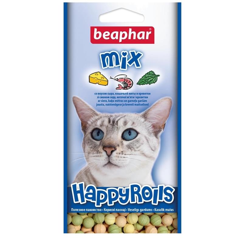 Лакомство Beaphar Happy Rolls Mix с креветками, сыром и кошачьей мятой для кошек - фото #0