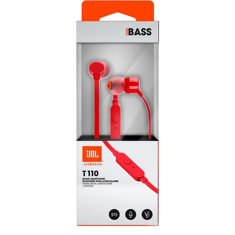 Наушники Вставные с Микрофоном JBL JBLT110, Red - фото #6