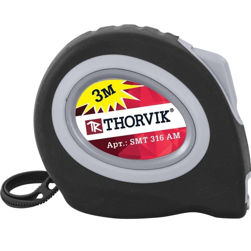 Рулетка с магнитным захватом и автостопом, в обрезиненном корпусе, 3 м (SMT316AM) Thorvik - фото #0